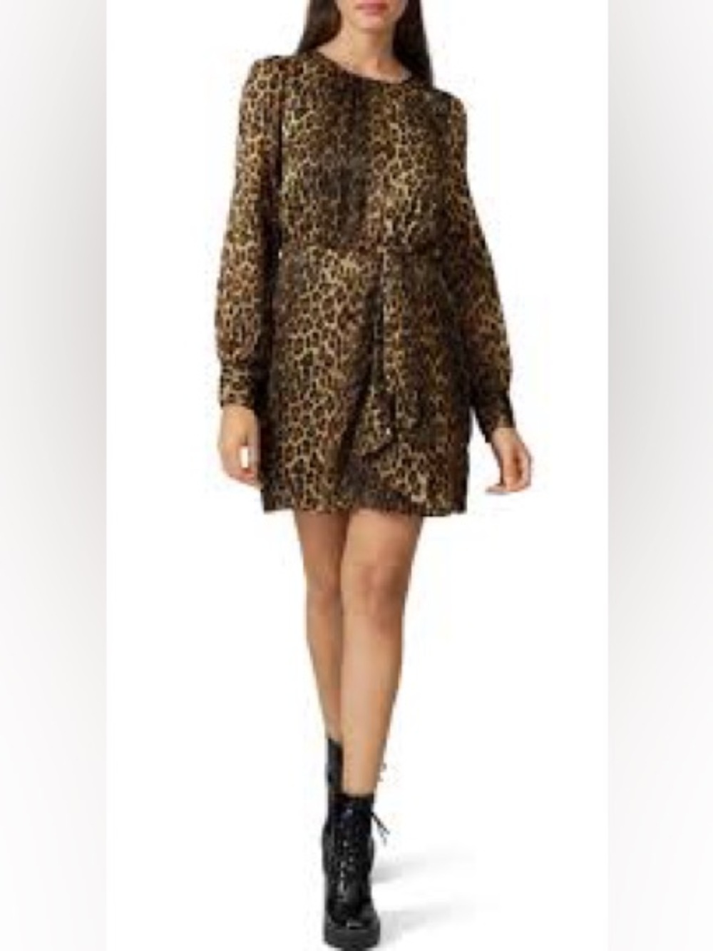 The Kooples Silk Leopard Print Tie Waist Mini Dress S